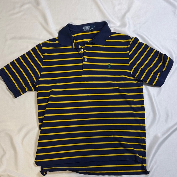 Polo by Ralph Lauren Navy and Yellow Striped Shirt - Picture 1 of 6